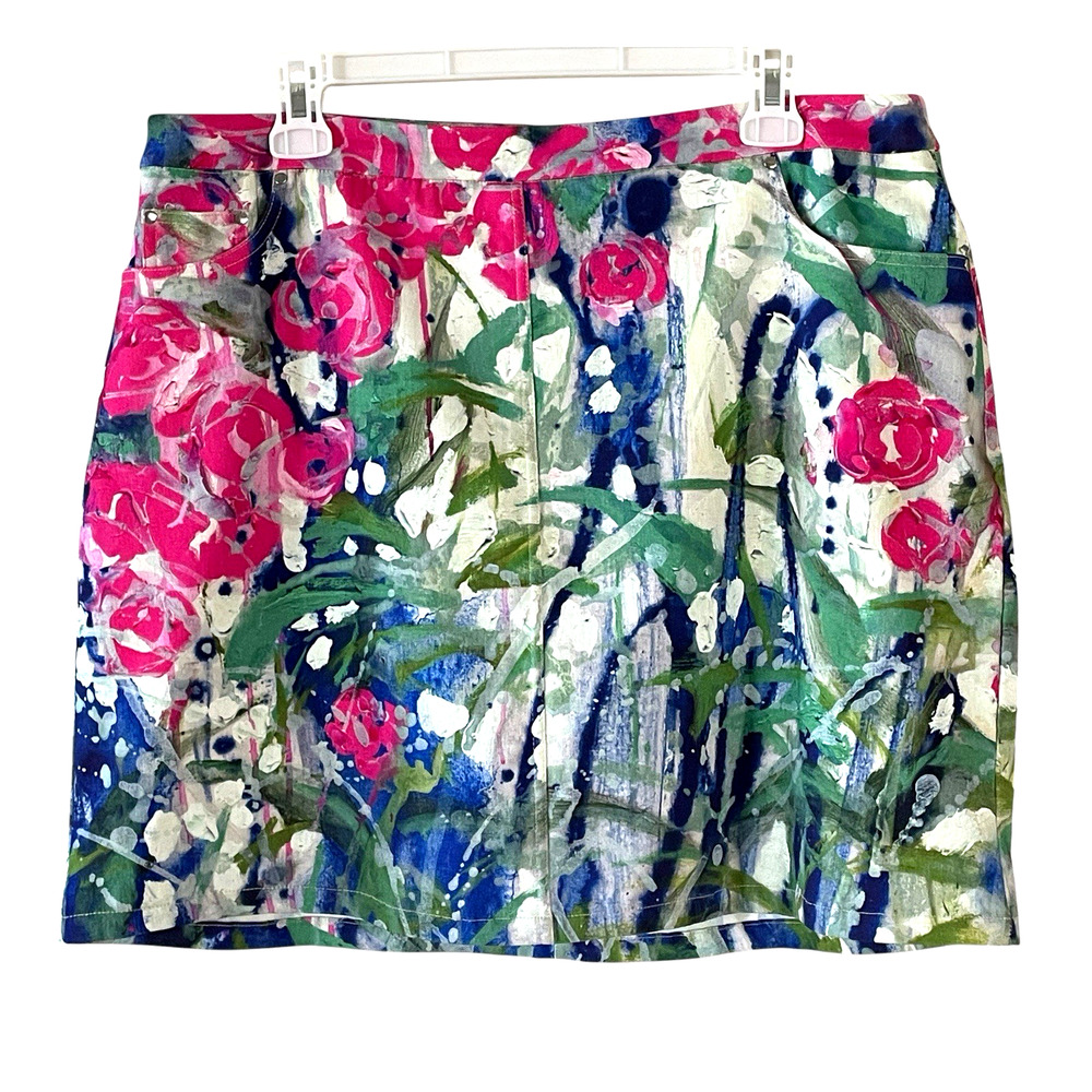 CLAIRE DESJARDINS Anthropologie Size Large Floral Activewear Pull-On Skort Women - Picture 8 of 8